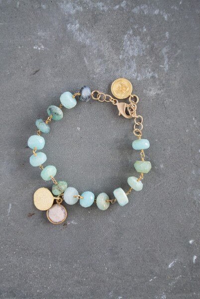 Felicity Bracelet Peru Opal Pink Opal Charm (Gold)